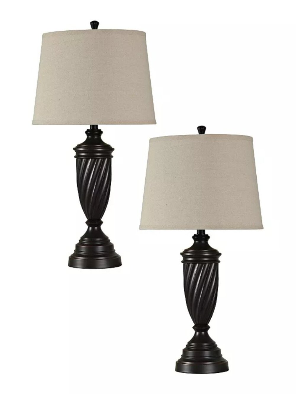 StyleCraft Home Collection 30-in Bronze Wood 3-way Table Lamp with Fabric Shade